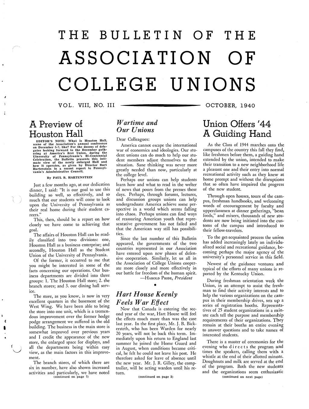 1940 Bulletin: October - ACUI